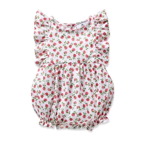 Baby’s Twill Ruffled Romper in Petite Petals | Over The Moon