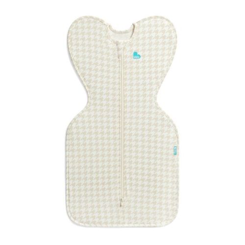 Love to Dream Baby Swaddle Up Sleep Sack - Cotton 1.0 TOG Long Sleeve Wrap - Houndstooth - NB: Two-Way Zipper, Covered Neck Zipper, Inverted Zipper