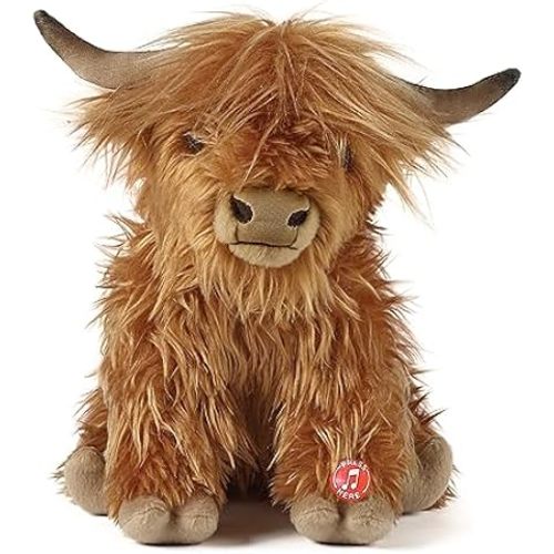 Stuffed Animals Highland Cows Cute Stuff Fluffy Cattle Dolls Skeleton Toys Figure Pillows Birthday Gifts for Baby Kids Girls Boys Toddler Preschool Realistic Plush Décor (11 inches,Brown) - 11 Inch