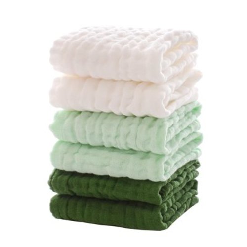 Baby Muslin Washcloths , Soft Face Cloths for Newborn, Absorbent Bath Wipes, Burp Cloths or Towels, Baby Registry as Shower, Pack of 6-12x12 inches
