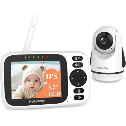 HelloBaby Baby Monitor with 3.2'' IPS Screen - Baby Camera Monitor with Remote Pan-Tilt-Zoom Camera No WiFi, Infrared Night Vision, 1000ft Wireless Connection