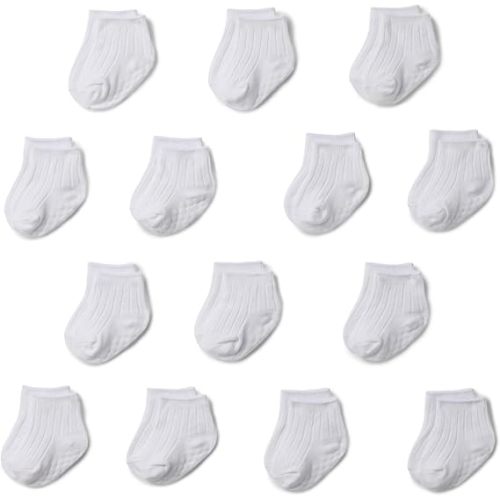 Amazon Essentials Unisex Babies' Non Slip Grip Ribbed Ankle Socks, 14 Pairs