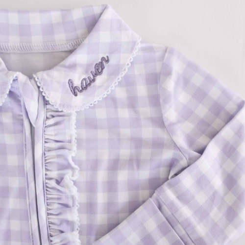 Peter Pan Collar Ruffle Zipper Footie
