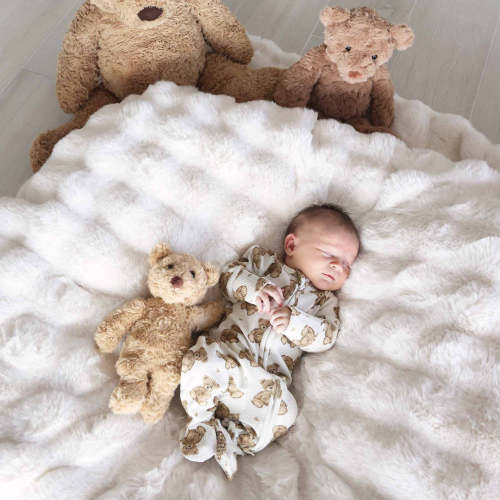 Beary Sweet Bamboo Waffle Zipper Footie
