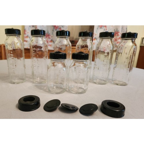 VNT 10 EVENFLO Baby Bottles 6 Glass 8 oz, 2 Glass 4 oz &amp; 2 8 oz Plastic &amp; ETC