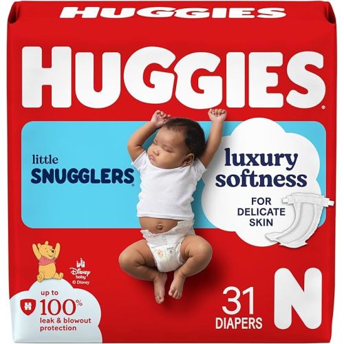 Huggies Size Newborn Diapers, Little Snugglers Baby Diapers, Size Newborn (up to 10 lbs), 31 Count, Packaging May Vary