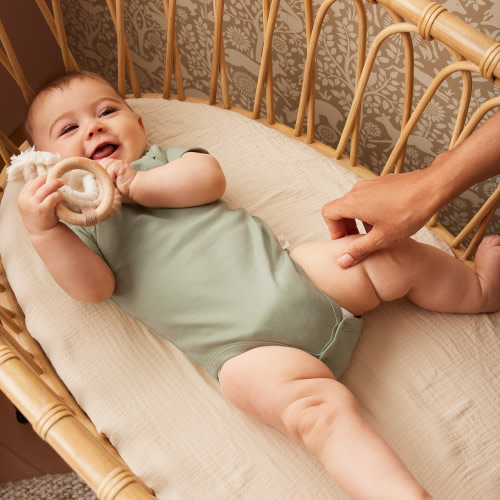 Tiny Kind Solid Short Sleeve Organic Cotton Bodysuit - Desert Sage, NB