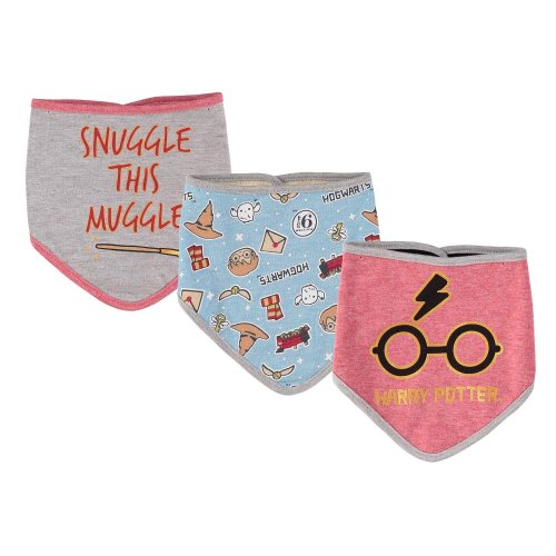 Harry Potter Baby Unisex Bandana Bibs Three Pack Baby Gift for Girls and Boys Red/Blue/Grey