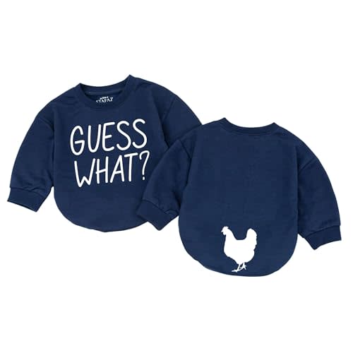 VFAZ Guess What Chicken Baby Bodysuit - Funny Romper Outfit Animal Front Back Cute Shower Gift Long Sleeve Newborn Toddler