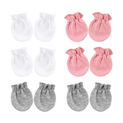 BQUBO Newborn Infant Toddler Mittens No Scratch Cotton Elastic Wrist Gloves Hypoallergenic for 0-6 Months Baby Boys Girls