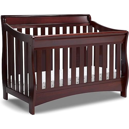Delta Children Bentley S Series 4-in-1 Convertible Baby Crib, Black Cherry Espresso