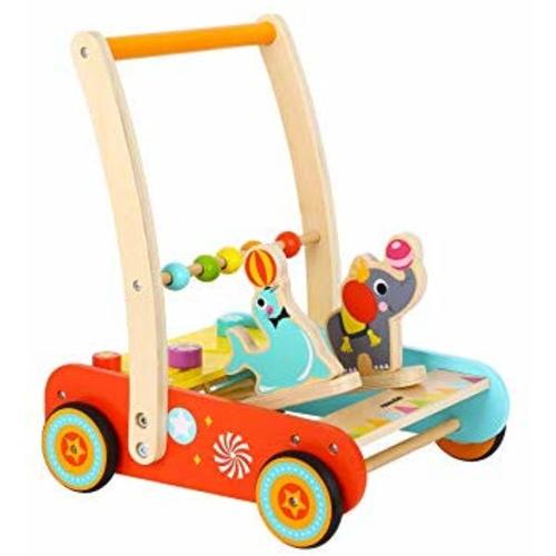Pidoko Kids Wooden Baby Walker Cart with Wheels - Circus Theme for 1 Year Old and up