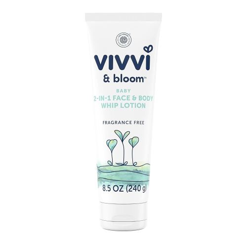 VIVVI & BLOOM 2-in-1 Baby Lotion, Face and Body, for Delicate & Sensitive Baby Skin, Hypoallergenic Lotion, Fragrance Free, 8.5 oz (Pack of 1)