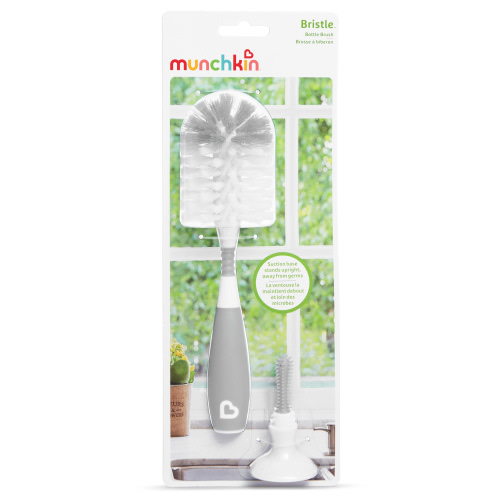 Munchkin® Bristle™ Baby Bottle Brush, Includes Suction Base, Gray, Unisex