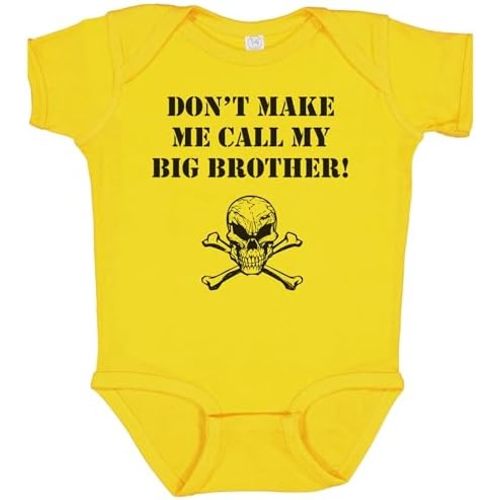 Don’t Make Me Call My Big Brother Funny Baby Bodysuit (Yellow)
