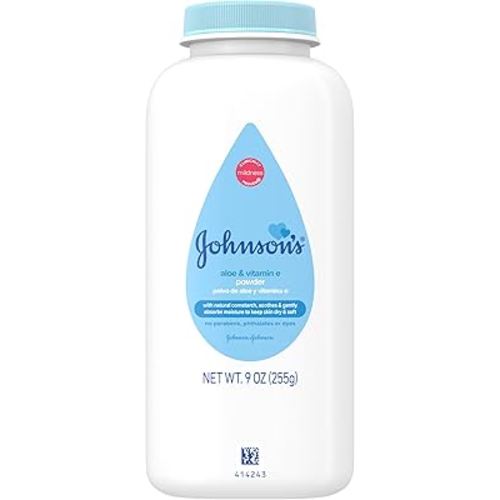 Johnson's Naturally Derived Cornstarch Baby Powder, Aloe & Vitamin E for Delicate Skin, Hypoallergenic, Free of Talc, Parabens, Phthalates & Dyes, Silky for Gentle Baby Skin Care, 9 oz