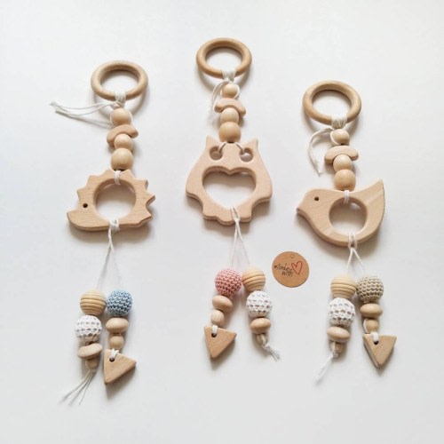 Woodland hanging toy expecting mom gift baby activity gym toys set, Car seat toy for newborn, Wood Play Gym Mobiles for 1 year old Boy Girl