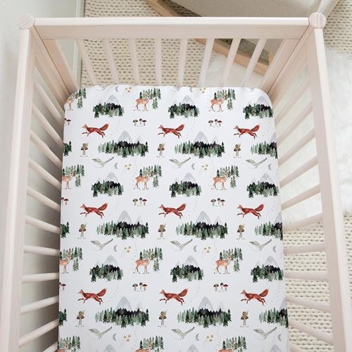2-Pack Crib Sheets for Standard Crib Matress (Woodland Forest Animals) - Premium Fitted Sheets - Buttery Soft Cotton Blend