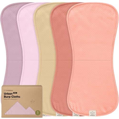 KeaBabies 5-Pack Organic Burp Cloths Baby Girl,Boy - Extra Large,Absorbent Baby Burp Cloths,Soft Burping Cloths for Babies,Newborn Burp Clothes,Cotton Burp Rags,Neutral Thick Burp Cloth (Muted Pastel)