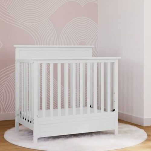 Storkcraft Petal Convertible Mini Crib with Mattress - White