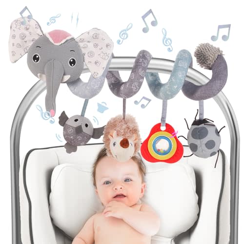 FATI Baby Stroller Toys, Car Seat Toys for 0-6 Months, Sensory Toys for Newborns 0-3 Months, Infants Toys for Baby Crib Carseat with Squeaker Teether Rattles for 0 3 6 9 12 Months Babies Ideal Gifts