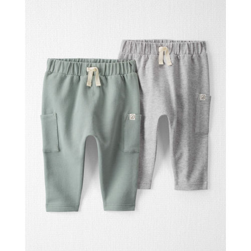 Baby 2-Pack Organic Cotton Pants in Sage Pond & Heather Grey
