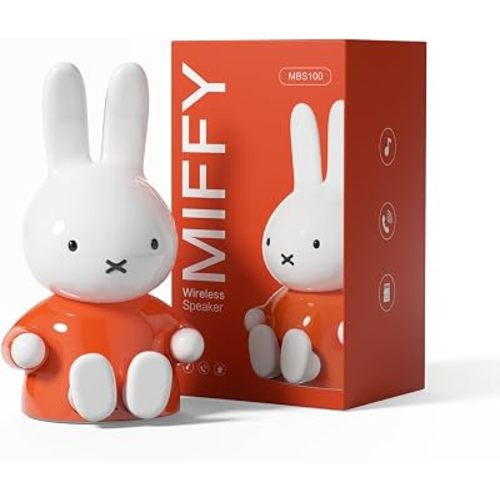 Miffy Portable Bluetooth Speakers, Cute Portable Wireless Speakers with Loud Stereo Sound, Built-in Mic, TF-Card Slot, Dual Pairing,40H Playtime for Room, Desk Decor, for her (Orange)
