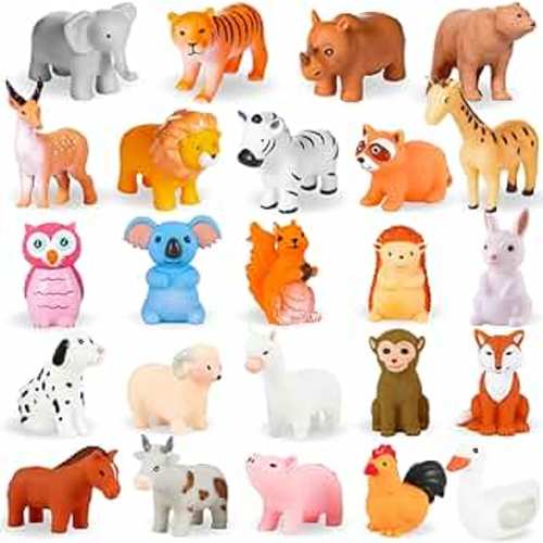 Baby Bath Toys, for Infants 6-12& Toddlers 1-3, No Hole Bathtub Toys (Animals Big Box Combo, 24 Pcs)