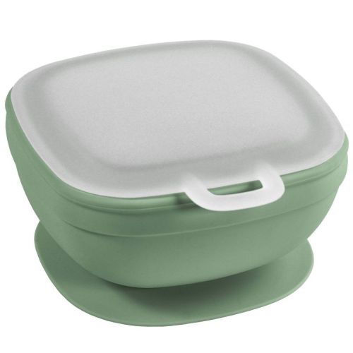 Re-Play Silicone Suction Bowl with Lid - Sage
