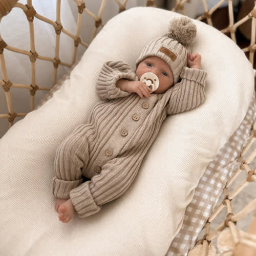 Little B's Chunky Rib Baby Jumpsuit - Oak