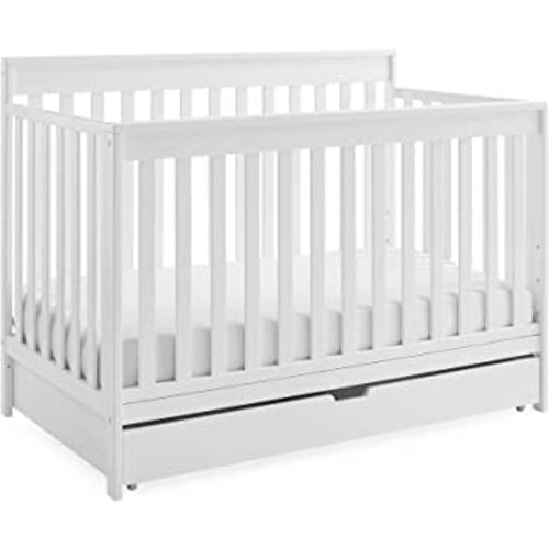 Mercer 6-in-1 Convertible Crib with Storage Trundle, Greenguard Gold Certified, Bianca White