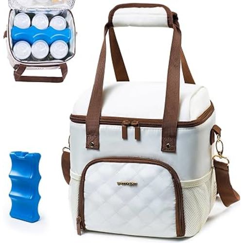 Mam Breastmilk Cooler Bag with Ice Pack for 4 Bottles - See-through Breast Pump Bag for Baby Bottles 4oz-9oz