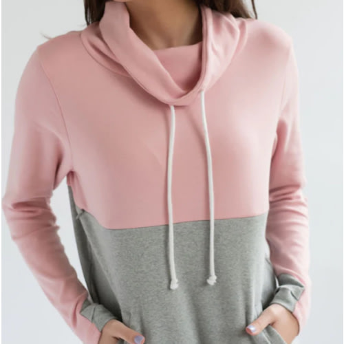 Nursing Sweatshirt Pullover - Colorblock Pink/Gray