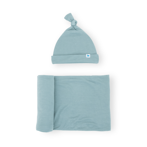 Stretch Knit Swaddle and Hat Set - Harbor