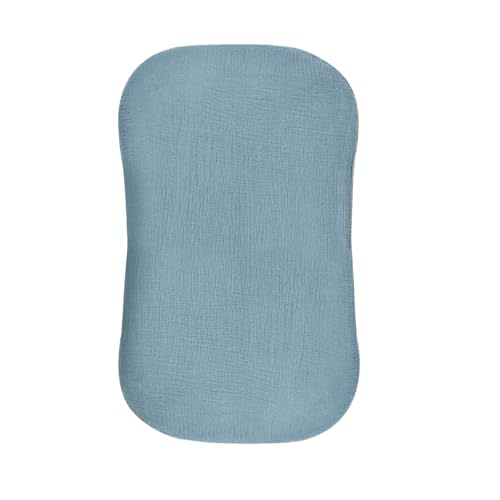 Muslin Baby Lounger Cover Soft Organic Cotton Slipcover Fits Newborn Lounger for Baby Boys and Girls (Blue)