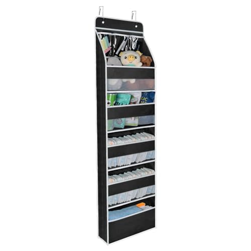 Univivi 6-Shelf Door Hanging Organizer Baby Door Storage Wall Mount Storage with 3 Small PVC Pockets and 5 Large Pockets for Baby Stuff, Toiletries and Sundries