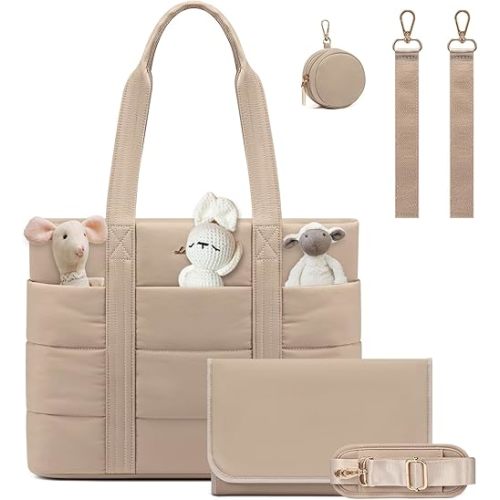 LOVEVOOK Diaper Bag Tote, Large Baby Diaper Bag Waterproof Travel Diaper Tote with Changing Pad