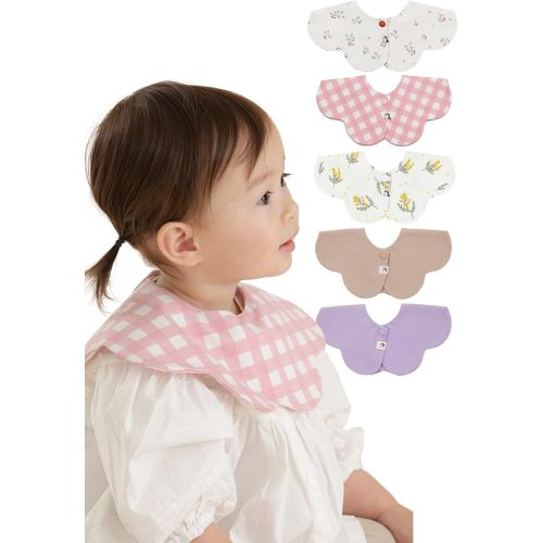 Konny Baby Bibs 5-Pack, 360 ° Rotate, Soft and Absorbent Bandana Drooling for Boys Girls baby Essentials