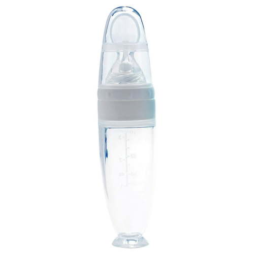 Best Hot Sale Pedty Tableware,1X Feeding Bottle,Baby Training Silicone Bottle Extrusion Spoon Children'S Complementary Food Bottle White