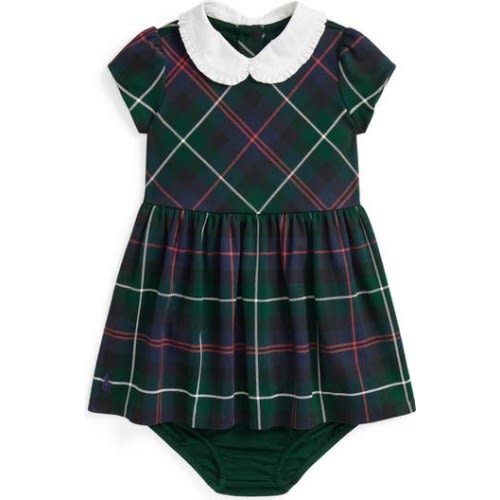 Plaid Peter Pan Collar Dress & Bloomers, 12M