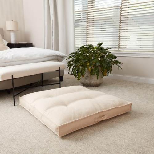 Jumbo Cream Square Tufted Reversible 40 in. x 40 in. Floor Pillow