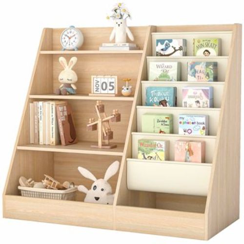 SUGIFT 4-Tier Kids Bookshelf and Toy Storage Organizer, Yellow