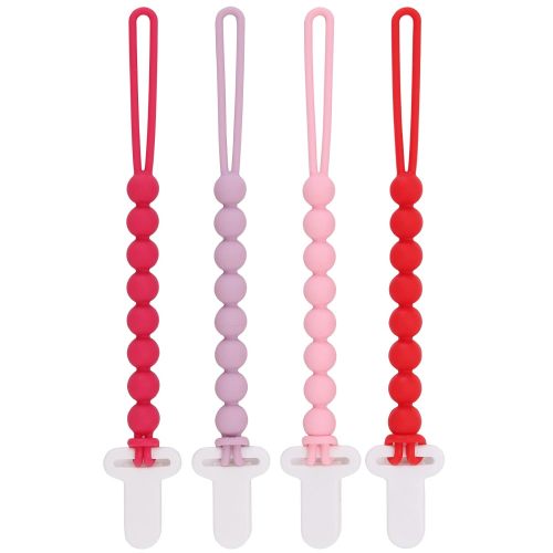 4-Pack Silicone Pacifier Clips (Pink)