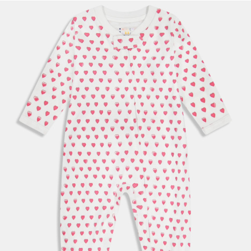 Infant Hearts Zipper Footie