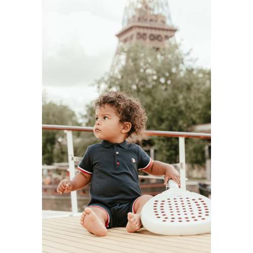 Jumpsuit short - Navy Tricolor details