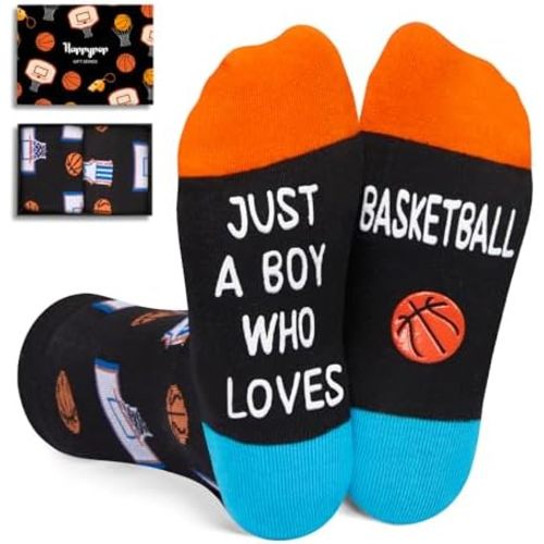 HAPPYPOP 4th-12th Birthday Gift Ideas for Boys - Kids Novelty Socks, Soccer Basketball Hockey Baseball Gifts for Boys Kids