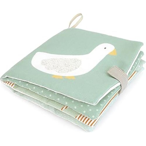 MON AMI Goose & Friends Soft Baby Book – 6" Sensory Crinkle Cloth Book for Babies & Toddlers with 3D Bunny Ears, Velcro Closure, Interactive Learning Toy, Newborn Shower Gift, Travel-Friendly