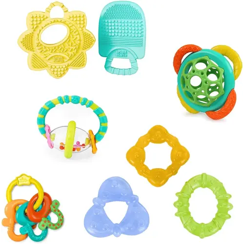 Bright Starts Teeth Relief 8pc Gift Set - BPA-Free Baby Teethers, Refrigerated Teething Toys, Unisex, 3 Months+