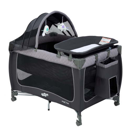 Pamo Babe Baby Playard, Magic Fold 1 Step Portable Playpen Changing Table for Newborn, Four-Panels