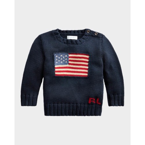 Boy's Flag Intarsia Knit Sweater, Size 3M-24M